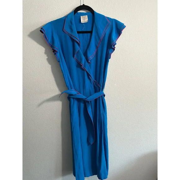 Francesca of Damon Dresses & Skirts - 100% Silk Francesca of Damon for Starington 1980s Royal Blue and Hot Pink VTG 6